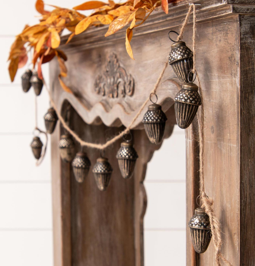 Antiqued Glass Acorn Garland