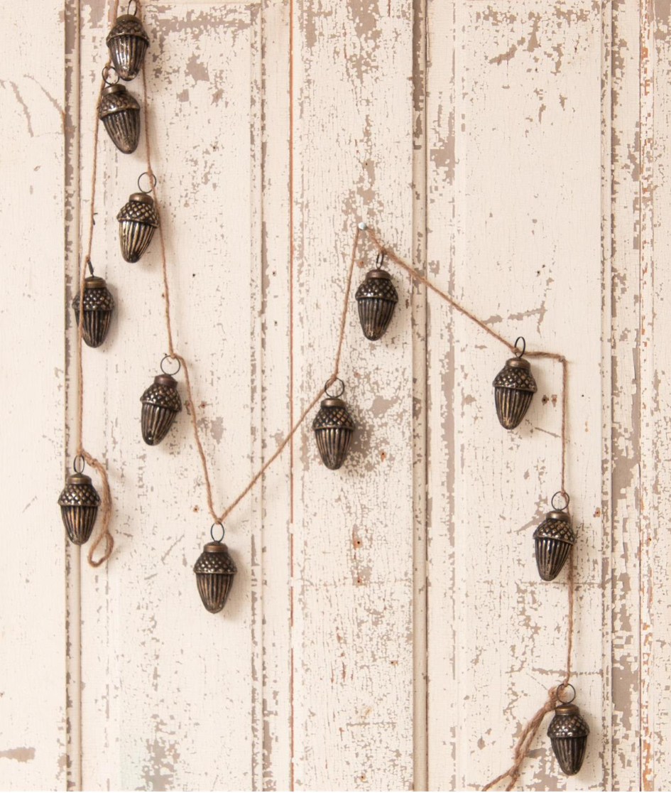 Antiqued Glass Acorn Garland