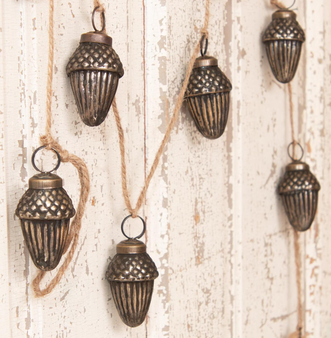 Antiqued Glass Acorn Garland