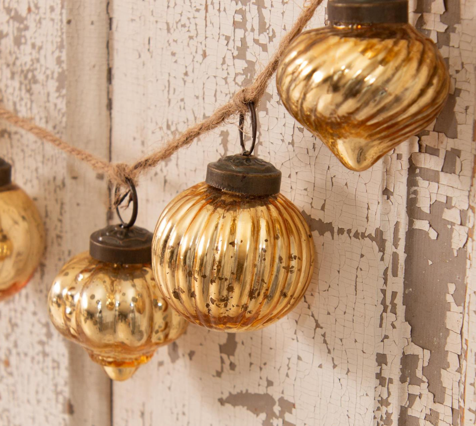 Vintage Gold Mercury Galss Ornament Garland