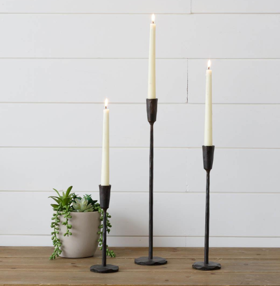 Candle Holders - Black Iron - Set of 3