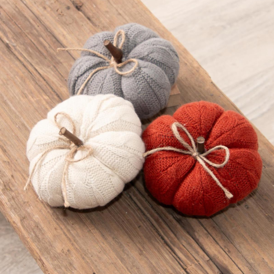 Sweater Knit Pumpkins - Small - Set of 3