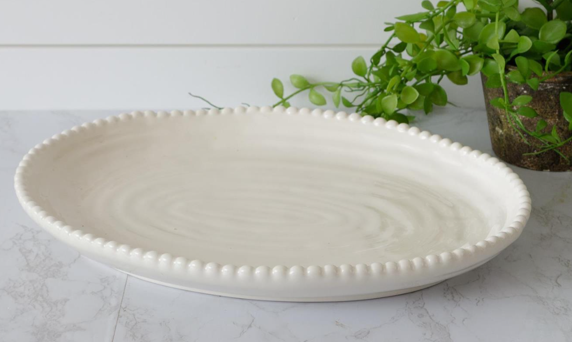 Classic White Beaded Edge Platter